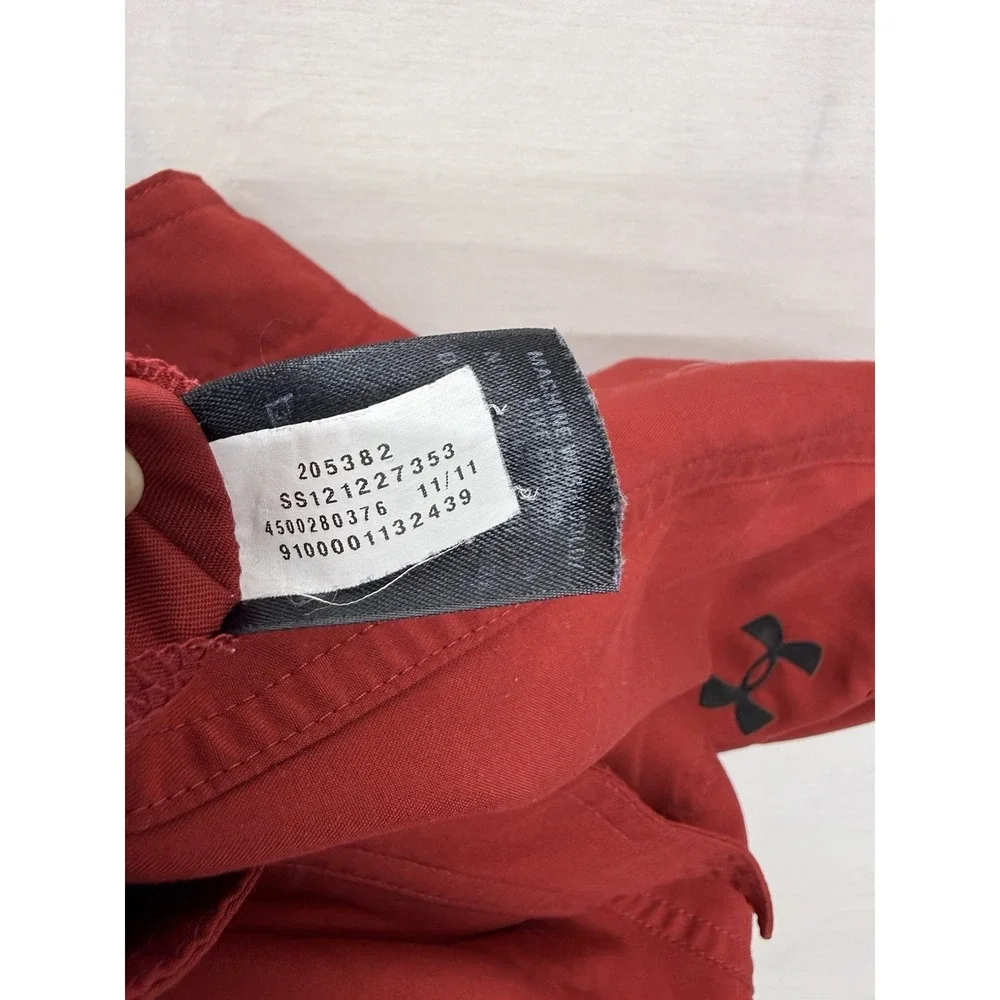 Under Armour Men's Red Solid Board Shorts Size 36 Drawstring Cargo Pocket